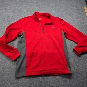 Nike Golf Mens Therma-FIT Quarter Zip Pullover Red Grey Fleece Jacket Medium